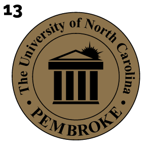 UNC Pembroke primary circular logo, gold variant, cell 13
