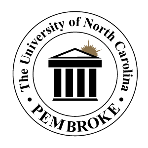 UNC Pembroke primary circular logo, black variant, cell 21