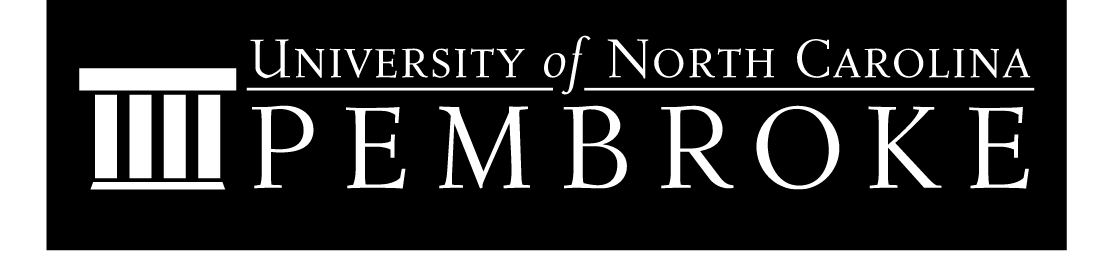 University of North Carolina Pembroke wordmark, white and gold variant