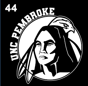Braves Head logo, one color with wordmark on black variant, cell 44