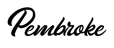 Pembroke script wordmark, black variant, cell 82