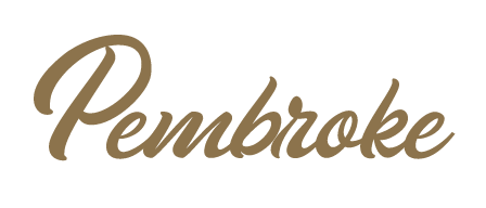 Pembroke script wordmark, gold variant, cell 85