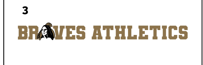 Braves Athletics Horizontal, gold text with mascot head variant, cell 103
