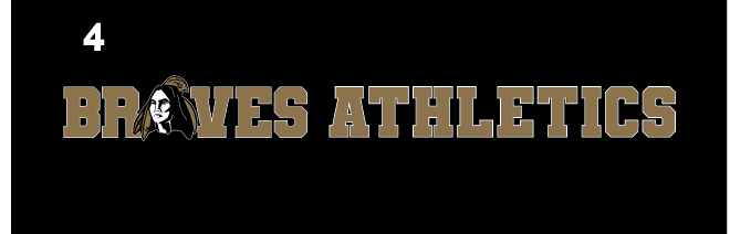 Braves Athletics Horizontal, gold text with mascot head on black background variant, cell 104