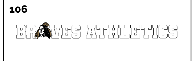Braves Athletics Horizontal, white outline text with mascot head variant, cell 106