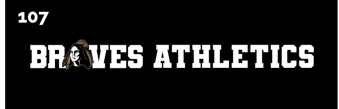 Braves Athletics Horizontal, white text with mascot head on black background variant, cell 107