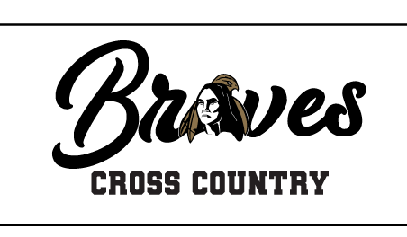 Braves Cross Country, black script with mascot head variant, cell 120