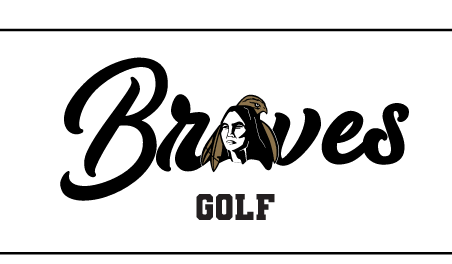 Braves Golf, black script with mascot head variant, cell 122