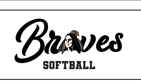 Braves Softball, black script with mascot head variant, cell 124