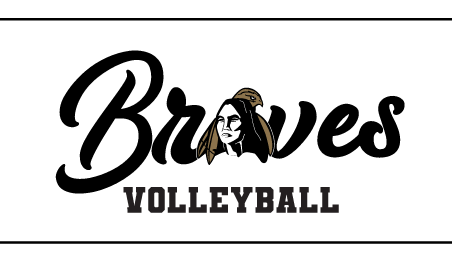 Braves Volleyball, black script with mascot head variant, cell 128
