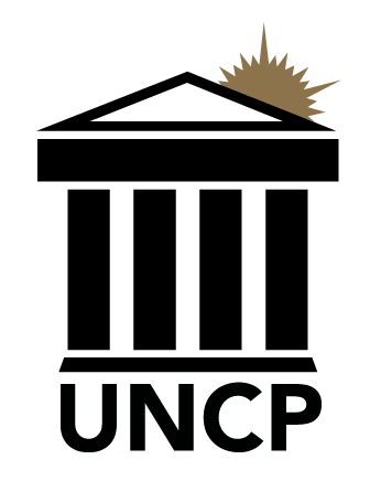 UNCP logo, vertical, black variant