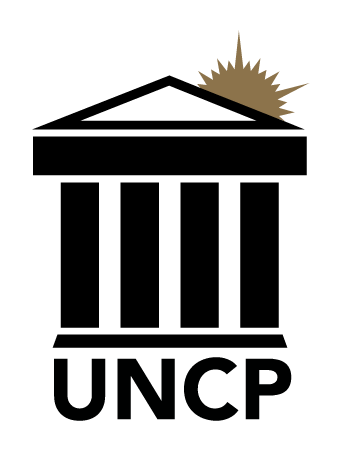 UNCP logo, vertical, black variant