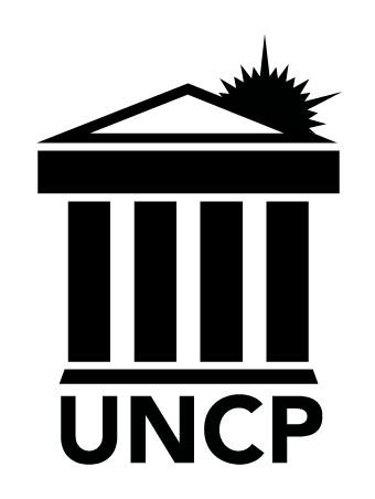 UNCP logo, vertical, black variant