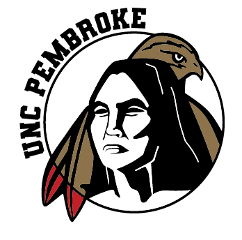 Braves Head logo with UNC Pembroke text, black, white, and gold variant