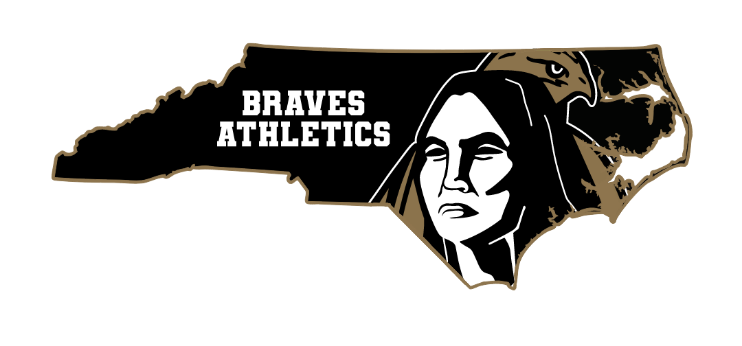 Athletics State of NC, black and gold state outline with mascot head variant