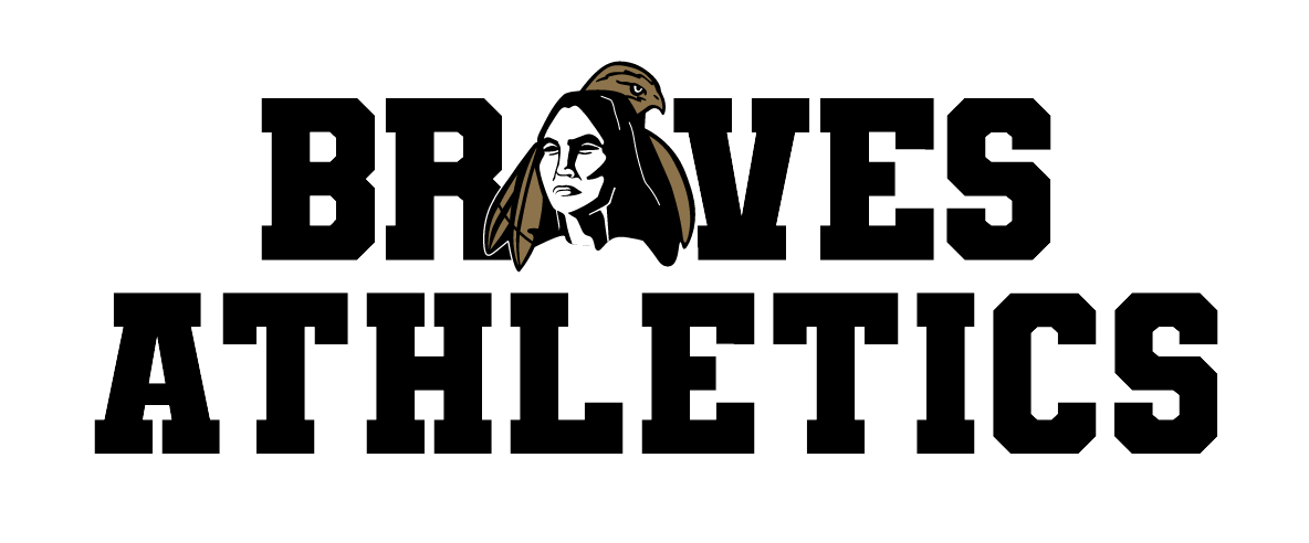 Braves Athletics Stacked, black with mascot head variant