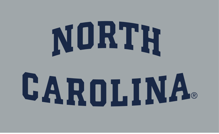 NORTH CAROLINA arched wordmark, navy on grey variant, cell 51