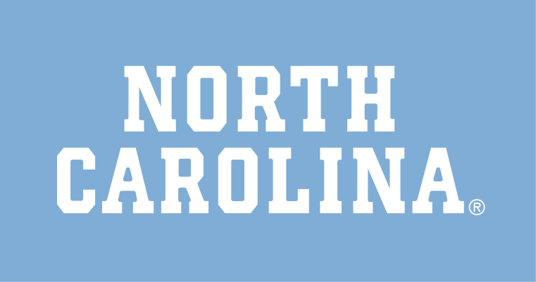 NORTH CAROLINA straight wordmark, white on Carolina Blue variant, cell 53
