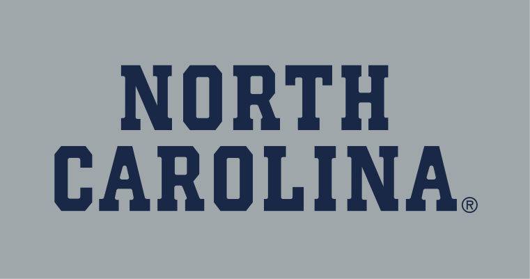 NORTH CAROLINA straight wordmark, navy on grey variant, cell 55