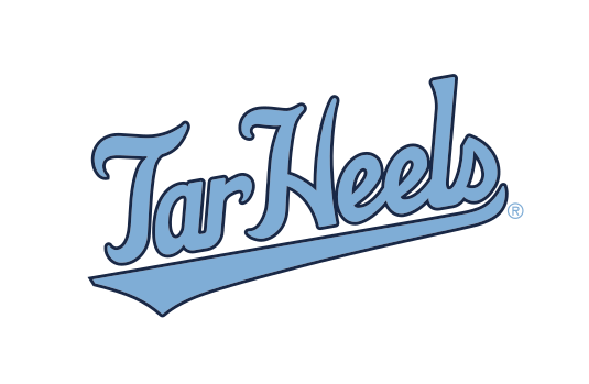 Tar Heels script, light blue with dark blue outline variant, cell 65