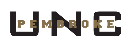 UNC Pembroke wordmark, black/gold variant, cell 29