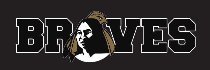 Braves wordmark with Head Mark, black/white outline on black variant, cell 51