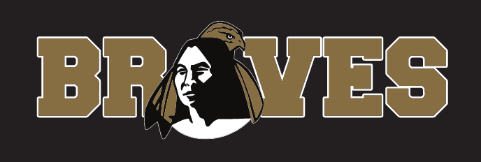 Braves wordmark with Head Mark, gold/white on black variant, cell 54