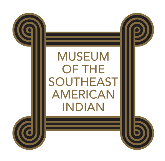 Museum of the Southeast American Indian logo, black and gold on white background variant, cell 74
