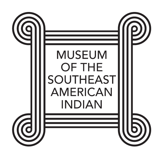 Museum of the Southeast American Indian logo, black and white on white background variant, cell 76