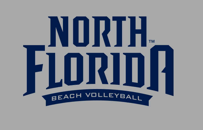 North Florida Beach Volleyball logo, Athletic Blue on Athletic Gray variant, cell 58