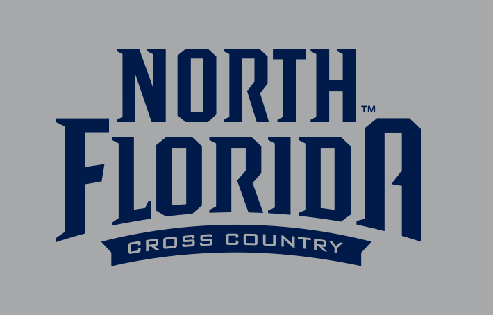 North Florida Cross Country logo, Athletic Blue on Athletic Gray variant, cell 64
