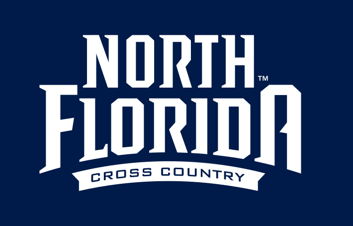 North Florida Cross Country logo, White on Athletic Blue variant, cell 65