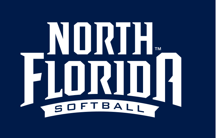 North Florida Softball logo, White on Athletic Blue variant, cell 74