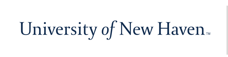 University of New Haven wordmark, blue/black horizontal variant, cell 34