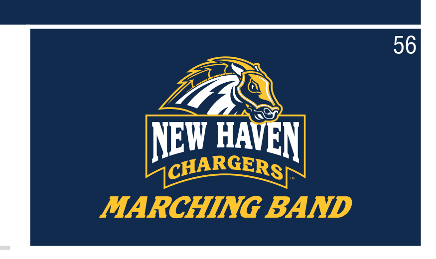 New Haven Chargers Marching Band logo, color on navy variant, cell 56