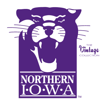 panther head over NORTHERN IOWA, purple/white variant, cell 2