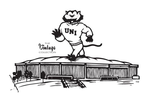 panther mascot over dome, black/white variant, cell 19
