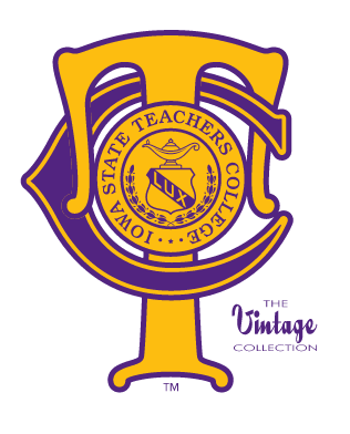 Iowa State Teachers College seal on shield, purple and gold variant, cell 22