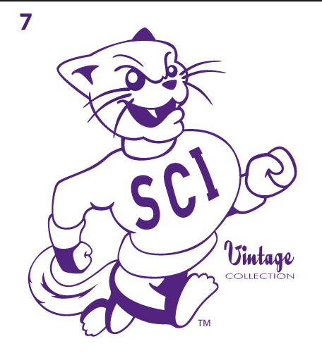SCI panther mascot, purple outline variant, cell 27