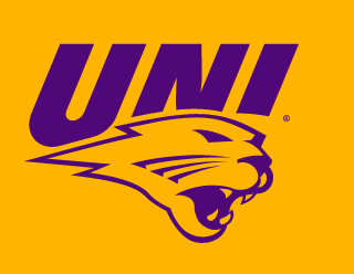 UNI panther head logo, purple and gold variant, cell 7