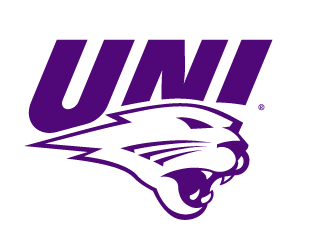 UNI panther head logo, purple and white variant, cell 9