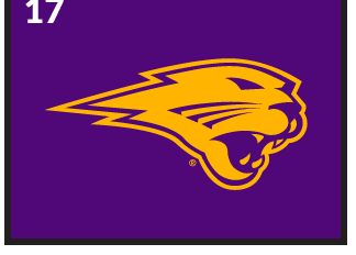 panther head, yellow with purple outline variant, cell 17