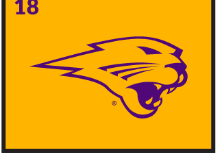 panther head, purple with yellow outline variant, cell 18