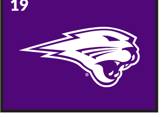 panther head, white with purple outline variant, cell 19