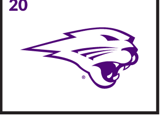 panther head, white with purple outline variant, cell 20