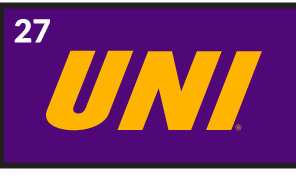 UNI monogram, yellow with purple outline variant, cell 27