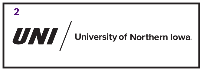 UNI University of Northern Iowa, black/black horizontal variant, cell 52
