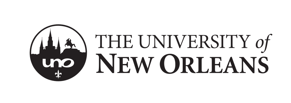 University of New Orleans logo, horizontal, black variant, cell 3