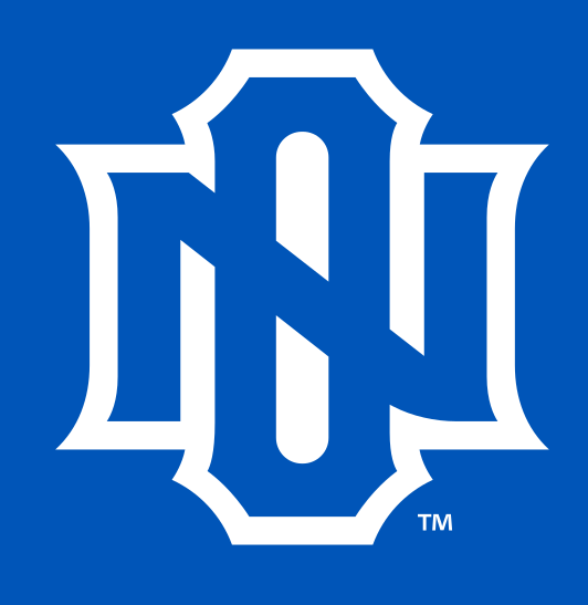 UNO lettermark, one color white on blue variant, cell 28