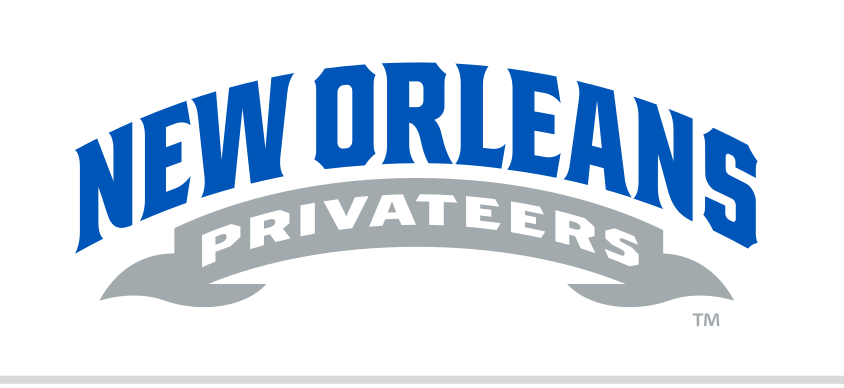 New Orleans Privateers wordmark with banner, blue on white variant, cell 33